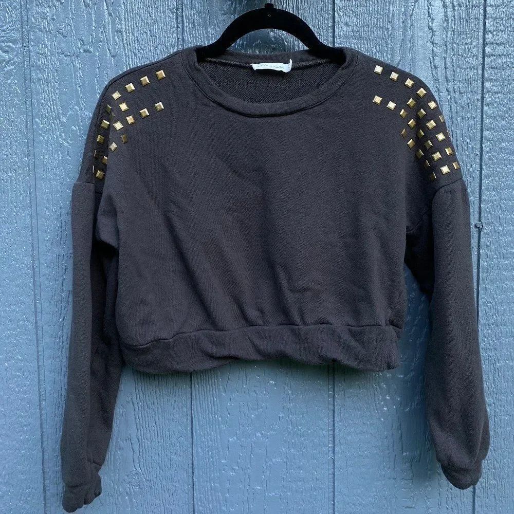 Chloe & Katie Crop Brown Sweatshirt Size M
